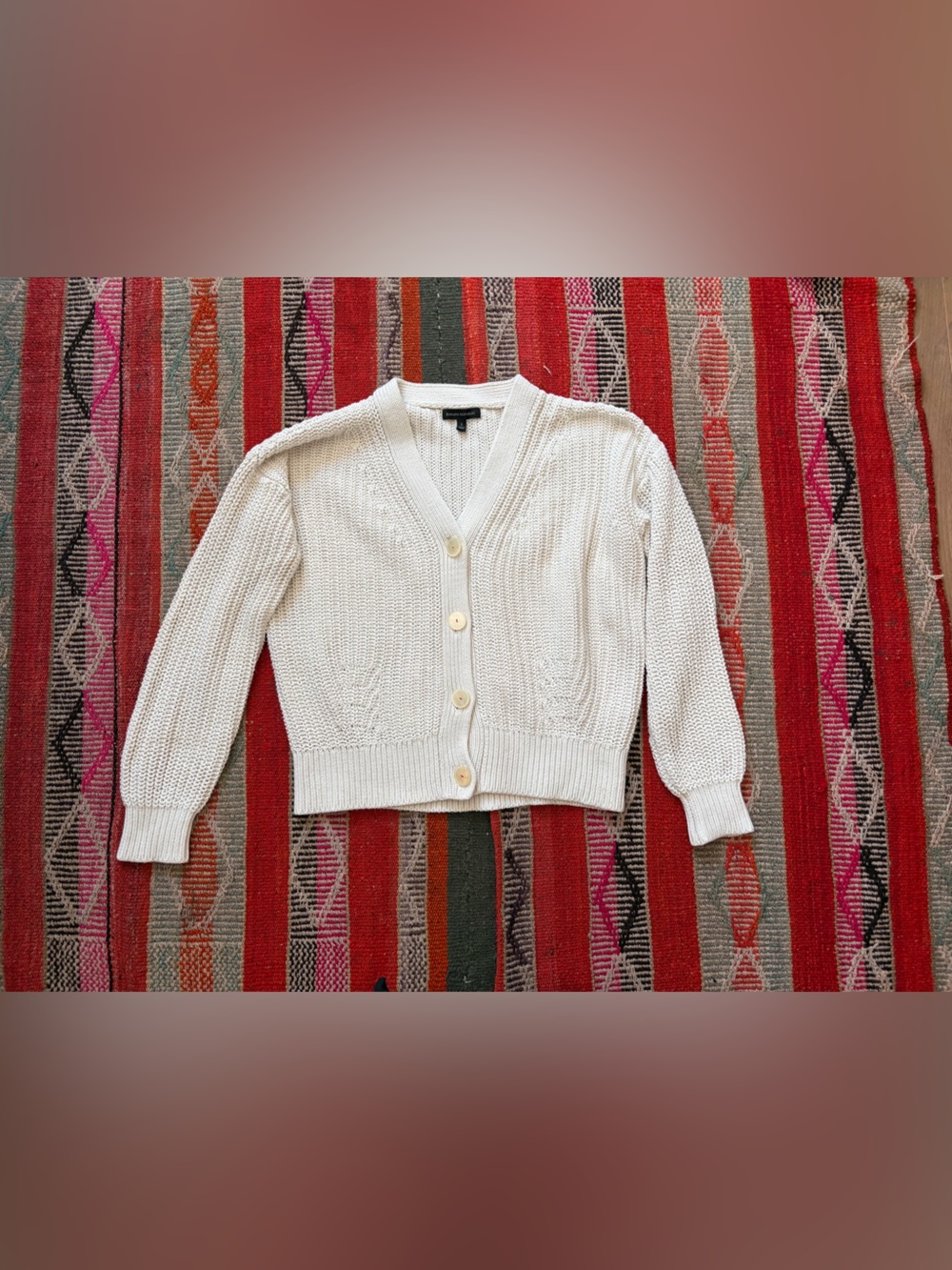 Banana Republic Cream Knit Button-Front Cardigan Sweater Babaa Jenni kayne style